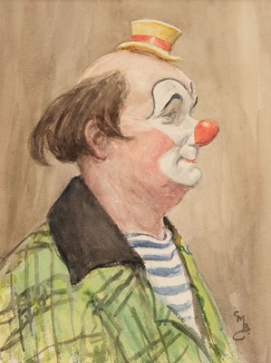 Lot 125 - Barker (Cecily Mary, 1895-1973). Clown, watercolour with traces of pencil