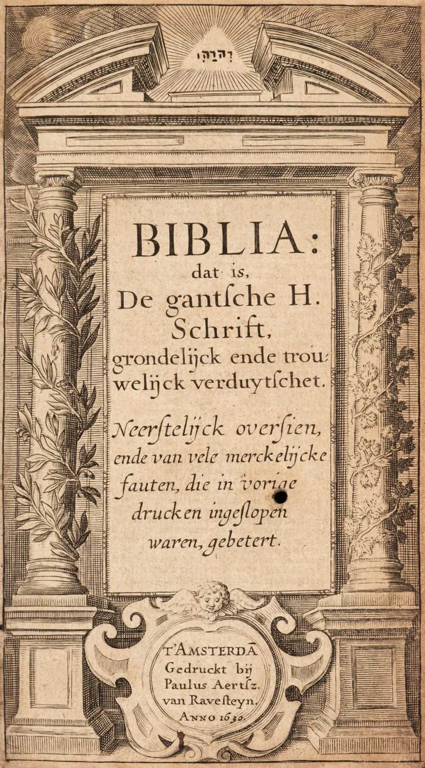 Lot 241 - Bible [Dutch]. Biblia: dat is, De gantsche H. Schrift..., Amsterdam, 1630