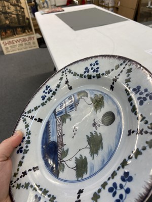 Lot 512 - Early Ballooning.  London delft plate commemorating the flight of Vincenzo Lunardi