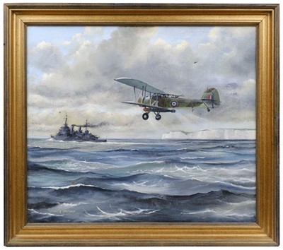 Lot 299 - Jenner (David). Fairey Swordfish over the English Channel, oil on canvas