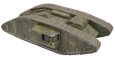 Lot 286 - WWI Tank. A large scratch-built model of a WWI British tank D7 742