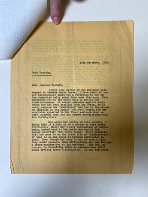 Lot 267 - Trotsky (Leon, 1879-1940), Typed Letter Signed, ‘L. Trotsky’, 8 November 1933