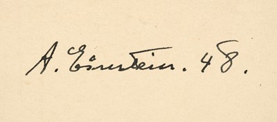 Lot 275 - Einstein (Albert, 1879-1955), Autograph Signature, ‘A. Einstein . [19]48 .’