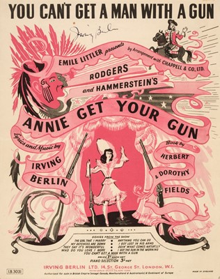 Lot 273 - Berlin (Irving, 1888-1989), Signed vintage sheet music for the song ‘You Can’t Get a Man with a Gun’