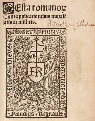 Lot 254 - Gesta Romanorum, [Rouen?]: for François Regnault, 1509