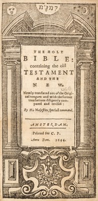Lot 332 - Embroidered Binding. The Holy Bible: Containing the Old Testament and the New, Amsterdam, 1644