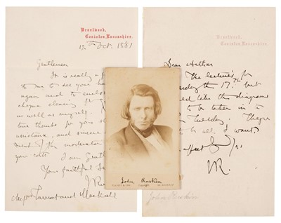 Lot 235 - Ruskin (John, 1819-1900). Autograph Letter Signed, 'J. Ruskin', 12 October 1881