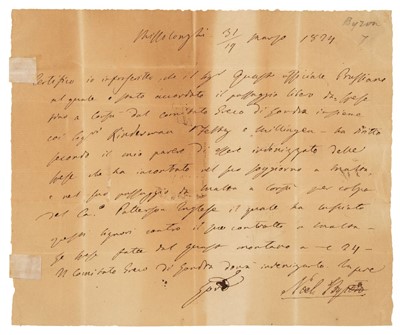 Lot 221 - Byron, 6th Baron Byron (George Gordon, 1788-1824), Letter Signed, ‘Noel Byron’, 31 March 1824