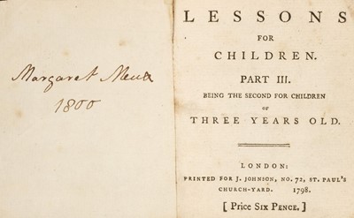 Lot 463 - Johnson (J., printer). Lessons for Children from Two to Three Years Old, 1797