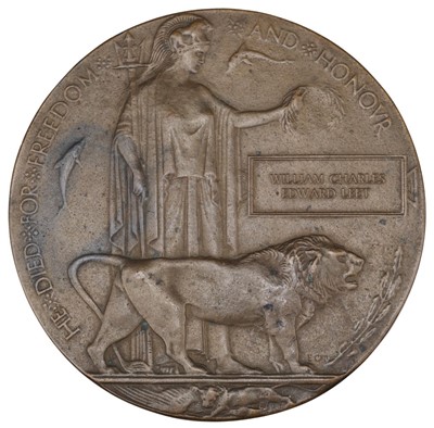 Lot 157 - WWI Royal Air Force. Bronze Memorial Plaque 'William Charles Edward Leet'