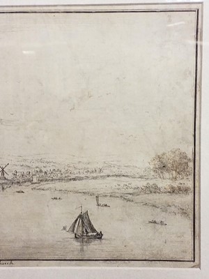 Lot 130 - London. Battersea Church, late 18th-century pen and ink drawing