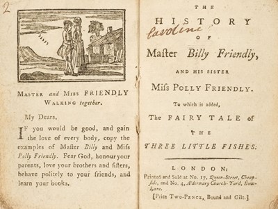 Lot 468 - Marshall (John, publisher). The History of Master Billy Friendly, and his sister Miss Polly, 1787