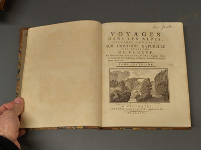 Lot 42 - Saussure (Horace-Bènedict de). Voyages dans les Alpes, 4 vols, 1st & 2nd ed, 1796-1804