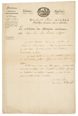 Lot 421 - Talleyrand-Périgord (Charles Maurice de, 1754-1838), Letter Signed, ‘Ch Mau Talleyrand’, 1815