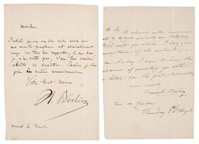 Lot 226 - Berlioz (Hector, 1803-1869), Autograph Letter Signed, ‘H. Berlioz’, c. 1840