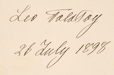 Lot 237 - Tolstoy (Leo, 1828-1910), Autograph Signature, ‘Leo Tolstoy / 26 July 1898’