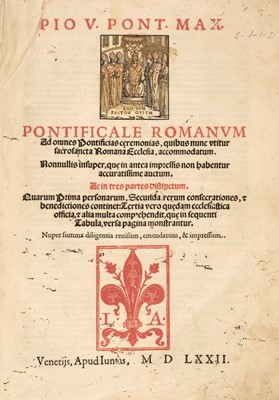 Lot 279 - Pontificale Romanum, Venice: Giunta, 1572, folio