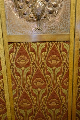 Lot 525 - Pearson (John, 1859-1930, style of). An Arts & Crafts tri-fold screen, circa 1900