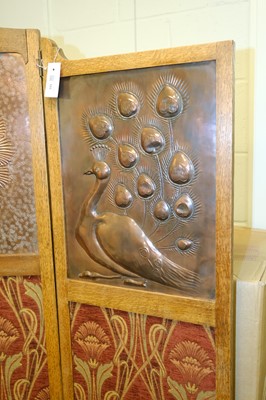 Lot 525 - Pearson (John, 1859-1930, style of). An Arts & Crafts tri-fold screen, circa 1900