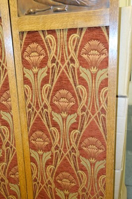 Lot 525 - Pearson (John, 1859-1930, style of). An Arts & Crafts tri-fold screen, circa 1900