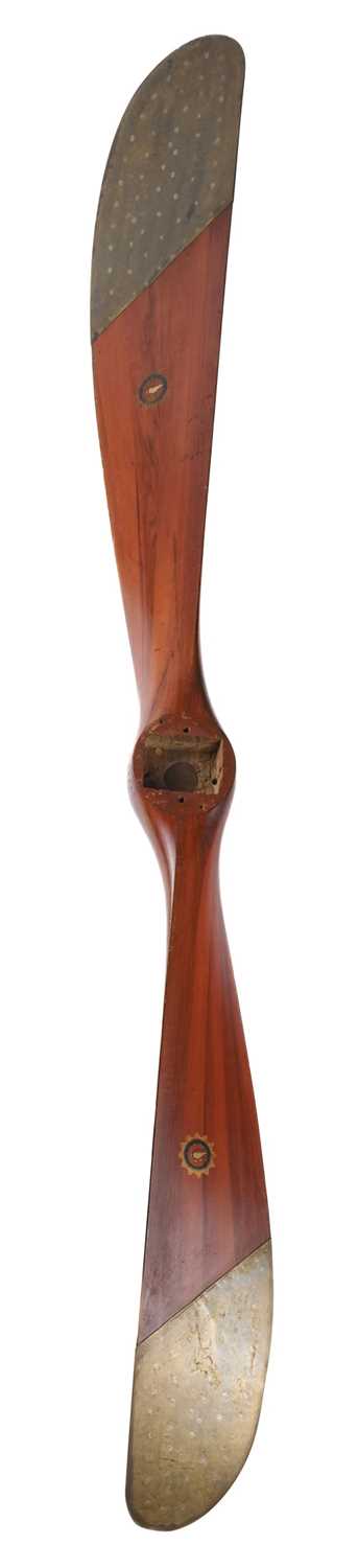 Lot 367 - Propeller. A rare walnut aircraft propeller