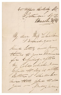 Lot 340 - Seacole (Mary, 1805-1881). Autograph Letter Signed, 'Mary Seacole', 31 March 1869