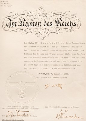 Lot 374 - Hitler (Adolf, 1889-1945), Document Signed, 'Adolf Hitler', Berlin, 7 December 1936