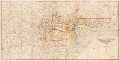 Lot 176 - Shanghai. Stanfords (publisher), Plan of Shanghai, published under Authority..., 1928