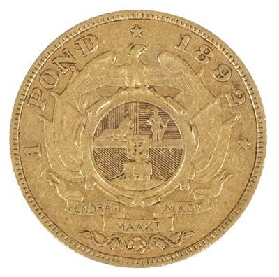 Lot 200 - Gold Coin. South Africa, Paul Kruger, Pond, 1892, OS initials to the obverse, 7.6g