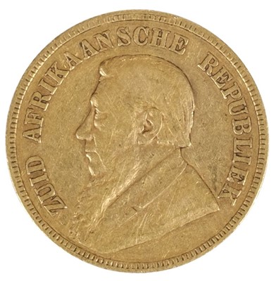 Lot 200 - Gold Coin. South Africa, Paul Kruger, Pond, 1892, OS initials to the obverse, 7.6g