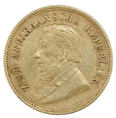 Lot 199 - South Africa. A Zuid Afrikaansche Republiek "single shaft" gold 1/2 Pond, 1894