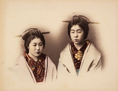 Lot 115 - Japan. Vignetted headshots of two Japanese women, c. 1880