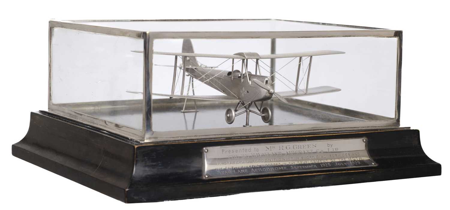 Lot 344 - De Havilland. Art deco silver presentation model of a Gipsy Moth by Mappin & Webb, London 1929