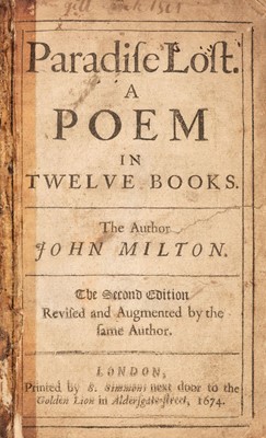 Lot 345 - Milton (John). Paradise Lost, 2nd edition, 1674