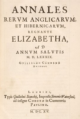 Lot 314 - Camden (William). Annales Rerum Anglicarum, et Hibernicarum, 1st edition, 1615