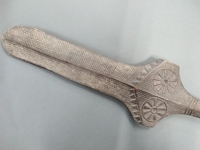 Lot 274 - Tribal Art. A Fijian hardwood paddle-shaped war club (Kinikini), circa 1850