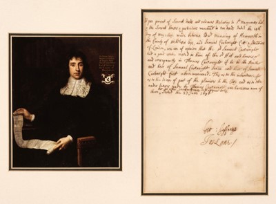 Lot 316 - Jeffreys (George, 1645-1689), Document Signed, ‘Geo: Jeffreys’ and countersigned, 1676