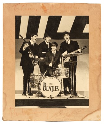 Lot 382 - The Beatles. Signed Photograph, c. 1963/64, mounted gelatin silver print photograph, 1963