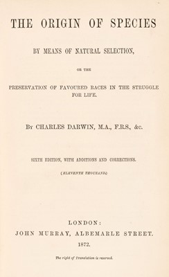 Lot 81 - Darwin (Charles). On the Origin of Species by Means of Natural Selection