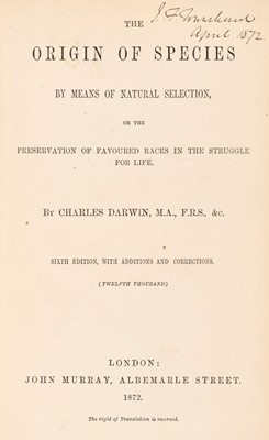 Lot 82 - Darwin (Charles). On the Origin of Species by Means of Natural Selection
