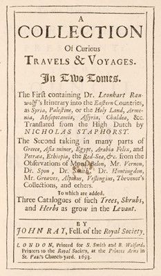 Lot 92 - Ray (John). A Collection of Curious Travels and Voyages. In Two Tomes...