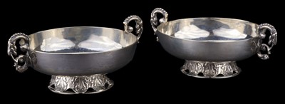 Lot 604 - Bowls. A pair of South American style silver bowls by S J Phillips, London, 1940