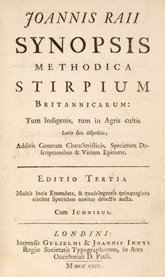 Lot 94 - Ray (John). Synopsis Methodica Stirpium Britannicarum…, 3rd edition, London: G. & J. Innys, 1724