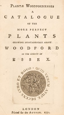 Lot 100 - Warner, Richard. Plantae Woodfordienses. A Catalogue of the More Perfect Plants