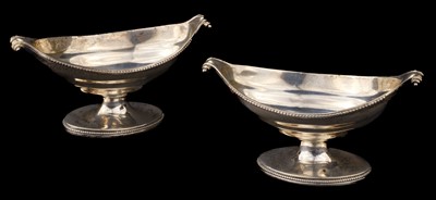 Lot 615 - Salts. A pair of George III silver salts by Henry Chawner, London, 1787