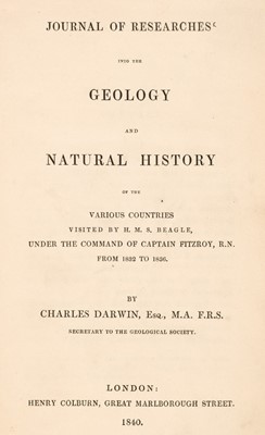 Lot 79 - Darwin (Charles). Journal of Researches into the Geology and Natural History