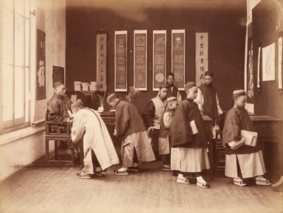 Lot 20 - China. Chinese schoolboys before their teacher [and] Chinese schoolgirls