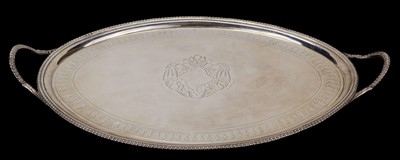 Lot 616 - Silver Tray. George III oval silver tray by Timothy Renou, London, 1797