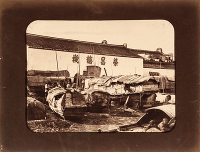 Lot 22 - China. Dwellings of the Poor on the Riverbank, Shanghai, by William Saunders, c. 1870