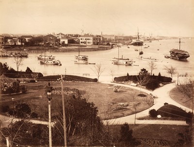 Lot 27 - China. Shanghai harbour and public gardens, [and] the Bund, Shanghai, c. 1870
